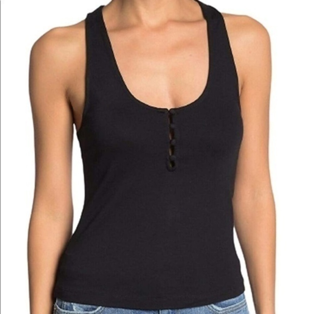 Free People Black Hang Out Cami Tank Top BRAND NEW